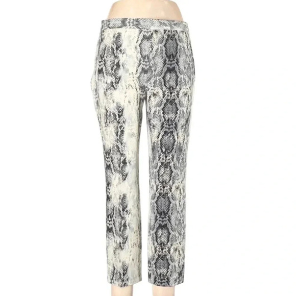 Zara Cigarette Trousers Snakeskin Print Pants Ankle Cropped Grey White Small - Picture 13 of 16